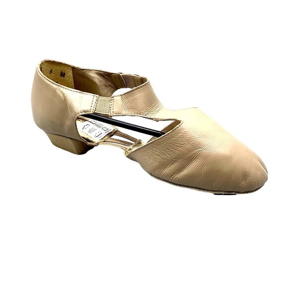 Leo's Adult Size 5 Jazz T-Strap Grecian Dance Sandals Suntan Leather Shoes Amore - Picture 1 of 8